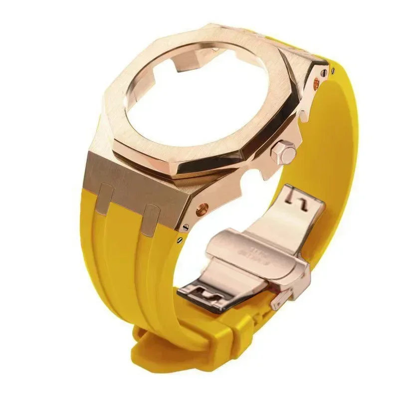 GEN4 Casioak GA2100 طقم عصري ل G-SHOCK GA2100/GA2110 GAB2100 حاوية من الفولاذ المقاوم للصدأ الحافة شريط مطاطي استبدال طقم تجديد وزارة الدفاع