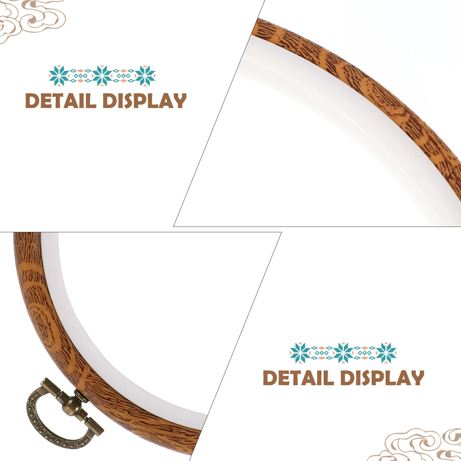 

2Pcs Embroidery Hoops High-Quality PP Material Imitation Wood Texture for Cross Stitch Needlework Quilting DIY Craft Projects