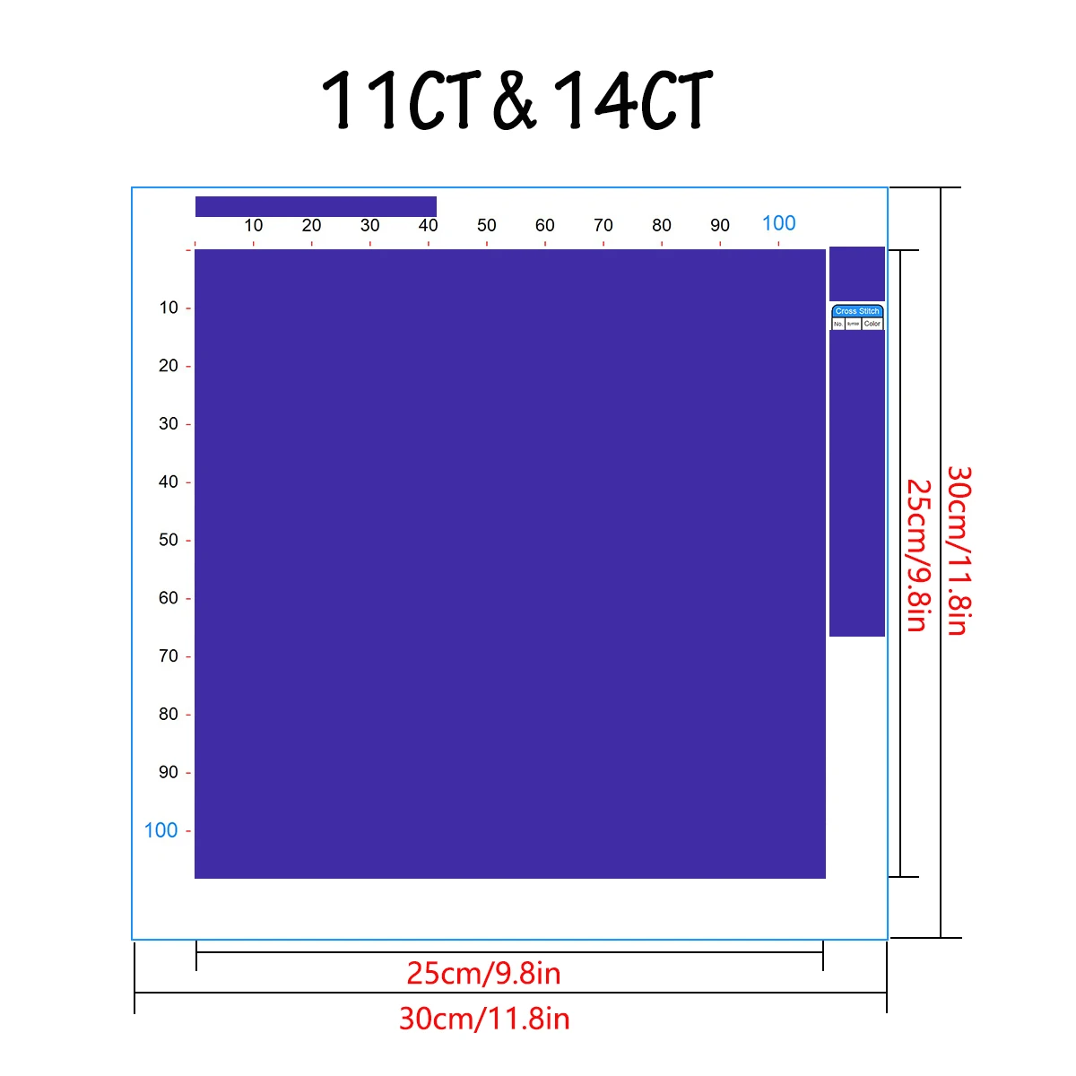 1 Set of 30x30cm-11.8x11.8-inch 11CT/14CT Printed Fabric Cross Stitch DIY Kit, Large Size, Gift Set