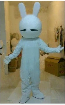 Nuovo adulto migliore vendita adorabile coniglio bianco vestito animale cartone animato mascotte Costume natale vestito operato Costume mascotte di Halloween