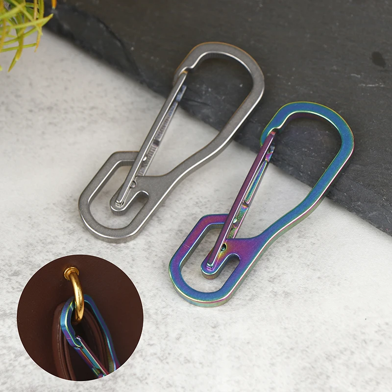 

Titanium Heavy Duty Carabiner Keychain For Camping Hiking Traveling EDC Quick Release Hooks With Stainless Steel Key Ring