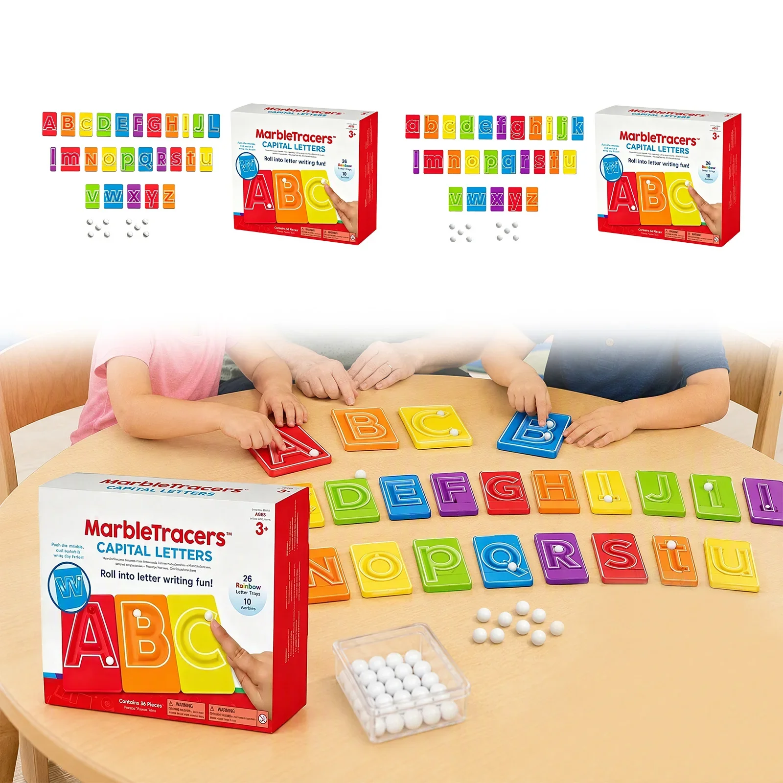 Guided Letter Tracing Marble Rolling Board 26 Alphabet Trays Writing Preschool Practice Educational Fine Motor Set