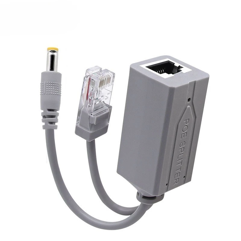 Standard POE Splitter Injector 48V to 12V 1.2A Power Supply with DC5.5*2.1MM Jack Compatible for 10/100Mbps POE Cameras