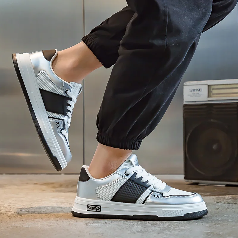 

Мужская вулканизированная обувь: повседневные спортивные туфли большого размера с круглым носком и цветными блоками в полоску на плоской подошве, легкие противоскользящие туфли