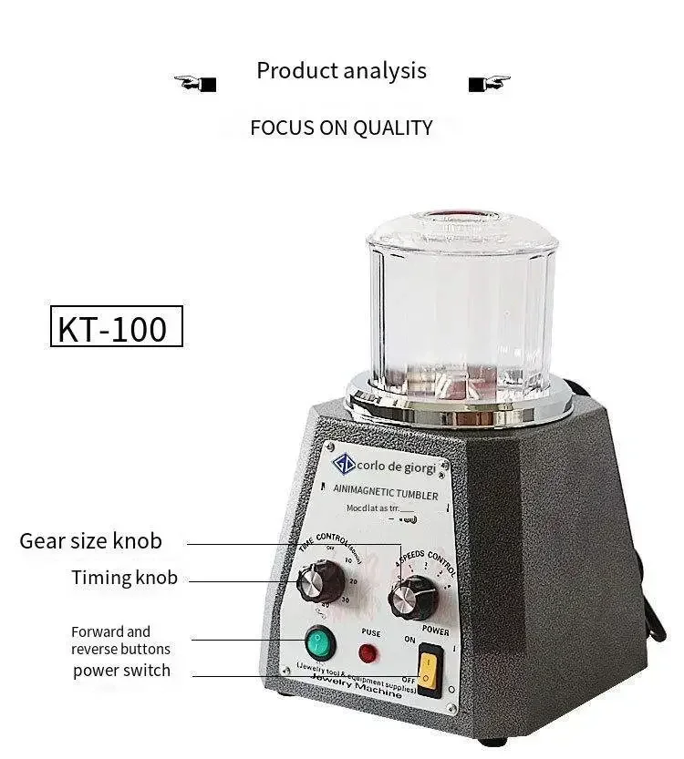 2025/KT-100 Rotary Jewelry Tools Magnetic Polishing Tumbler Magnetic Polisher Deburring Grinding  Mini Metal