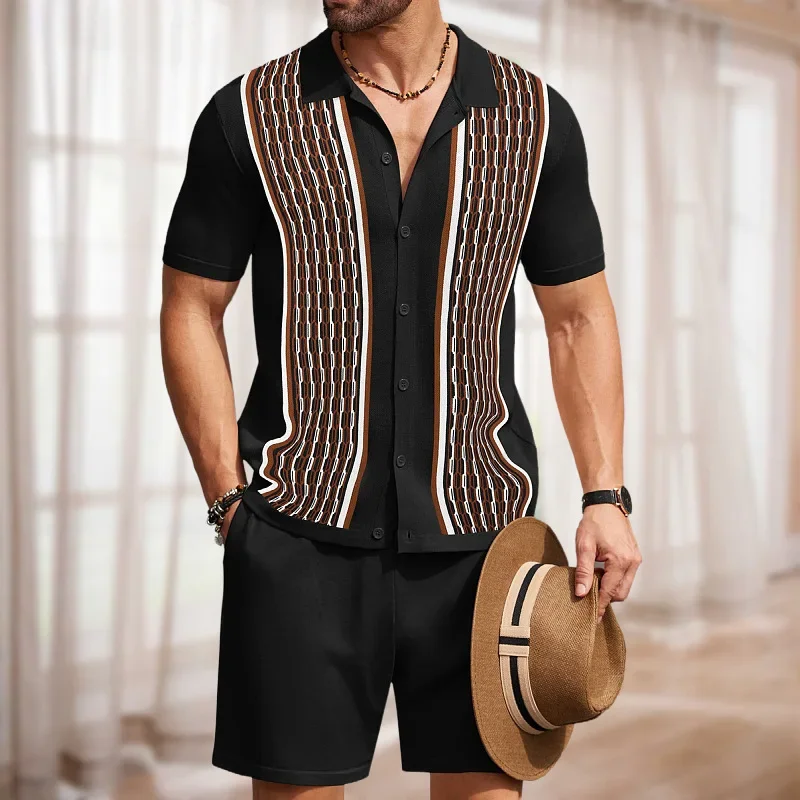 Summer Male Ice Silk Short-sleeved Two-piece Set Business Casual Men's Suit Men's Clothing High Quality Men's Two-piece Set Gym view 5
