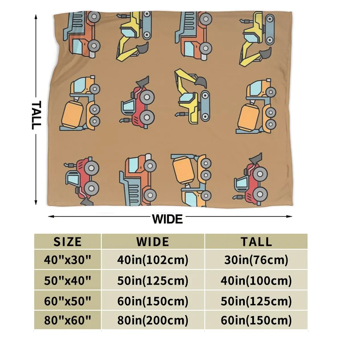 Construction Bulldozer Digger Dumper Truck Dozer Excavator Blankets Soft Warm Flannel Throw Blanket Bedding for Travel Home Sofa