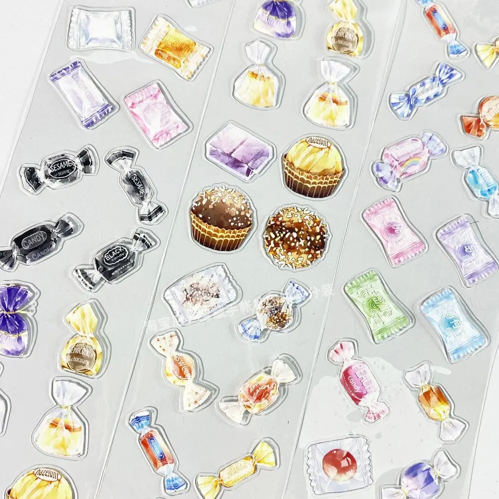 Colorful Sweet Candy Die Cut Washi Tape PET Sticker for Journaling Scrapbooking DIY Lanner Deco