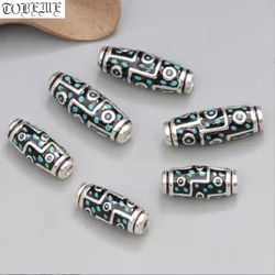 Light-weight 999 Silver Nine-Eye DZI Bead Silver Tibetan 9 Eyes Beads Pure Silver Good Luck Beads DIY Jewelry Findings