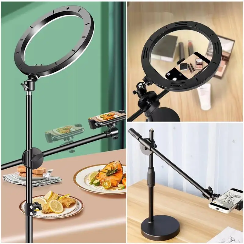 Portable Overhead Phone Mount NewTabletop Shooting Stand Tripods With Mobile Phone Holder Boom Arm for LiveStreaming Photography