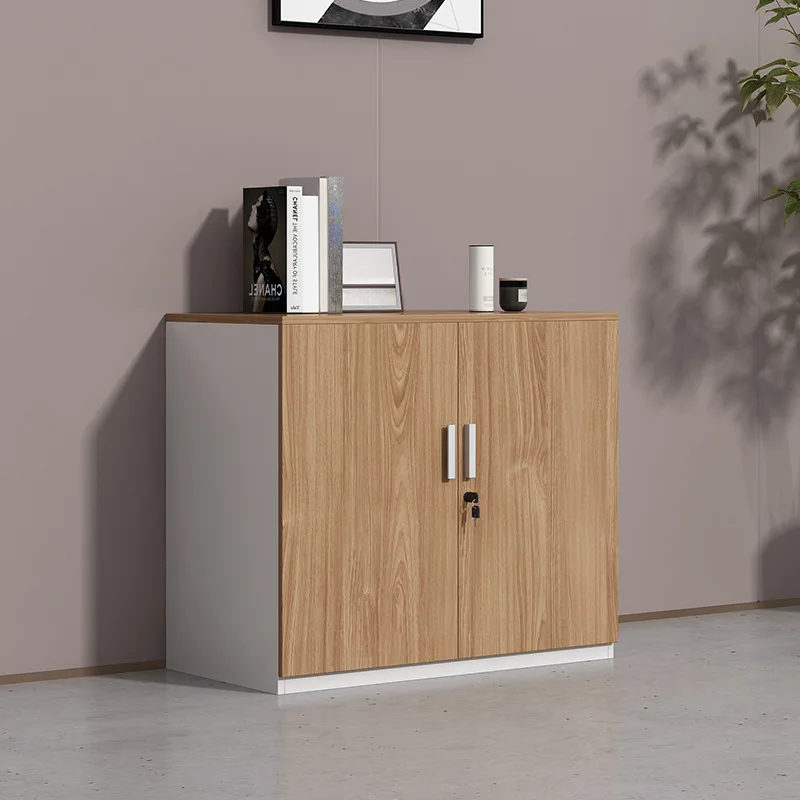 Office file cabinet Wooden storage Low Office area Simple modern file data High and low