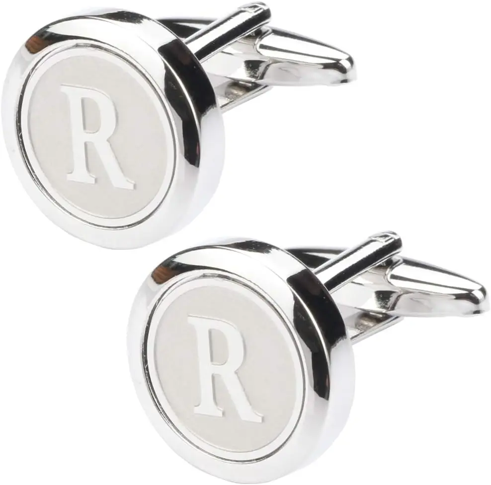 

Mens Classic Stainless Steel Initial Cufflinks 26 Alphabet Initial Letter Cufflinks Business Wedding Shirts A-Z