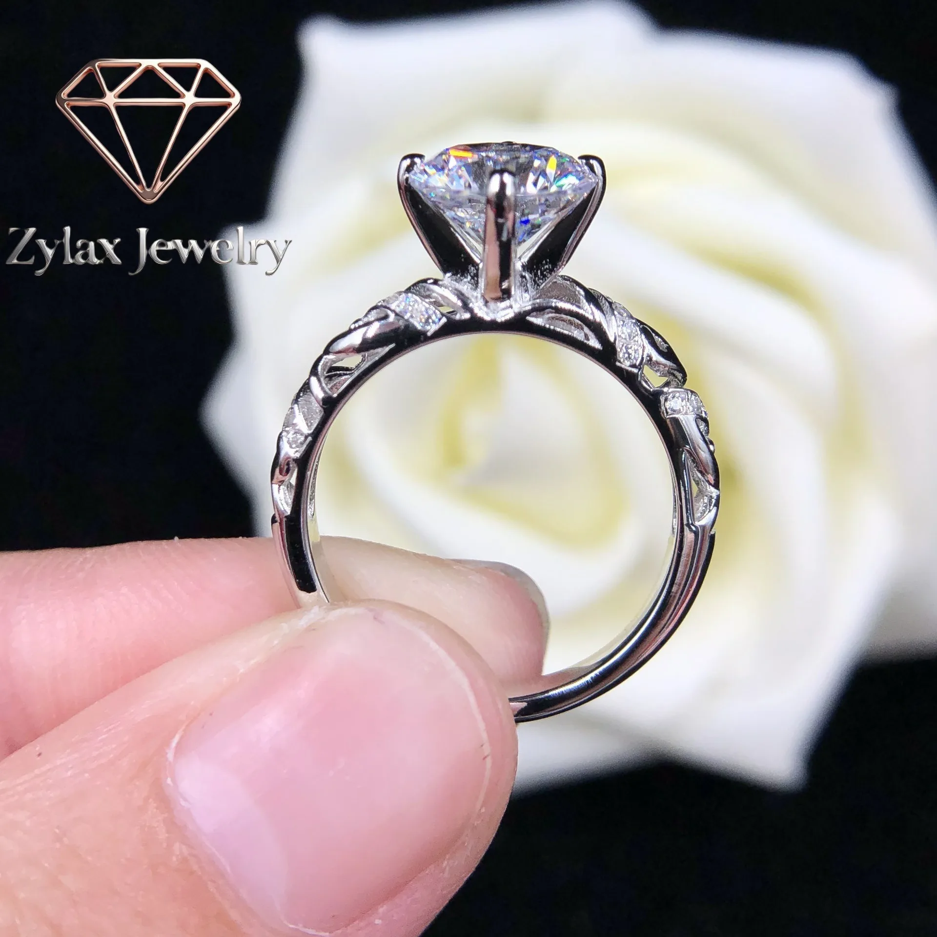 

Zylax Jewelry 1ct Moissanite Vintage Ring for Women, PT950 Platinum Hollow Out, Exquisite Craft & Timeless Charm