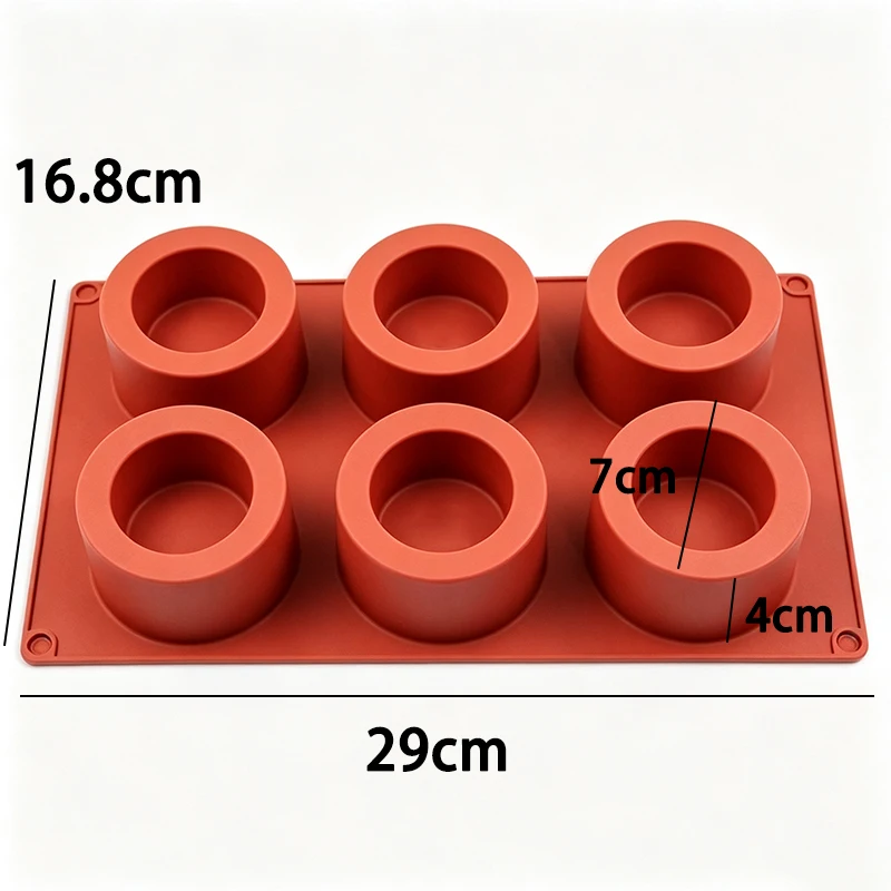 Silicon Cylinder Cup Shape Mousse Cake Mold 6 Cavity 3D Bakeware Baking Pastry Cupcake Soap Candle Mould Tray Kitchen Accessory