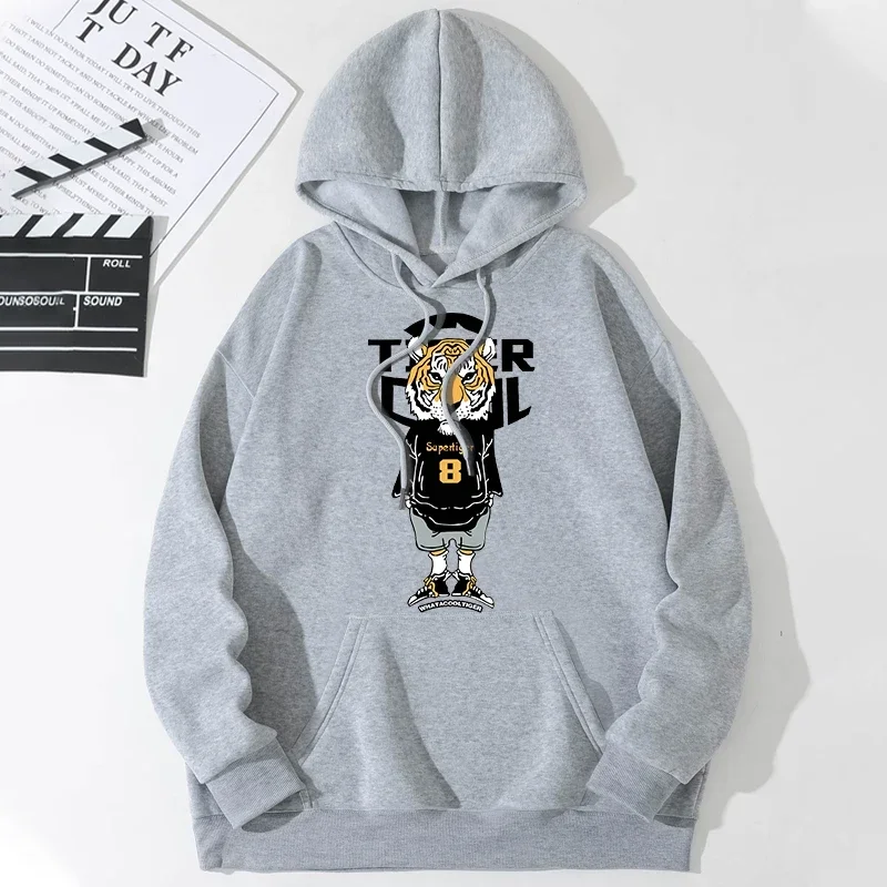 

Fashion tiger print men's pullover hooded sweatshirt Spring Autumn daily fitness sportswear fashion casual hoodies loose clothin