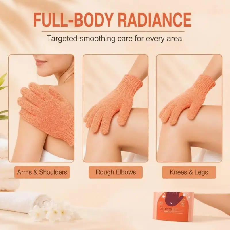 Double Side Exfoliating Bath Gloves 1 Pair Durable Lint Free Deep Cleaning Scrub Mitts for Shower Spa Body Skin Care