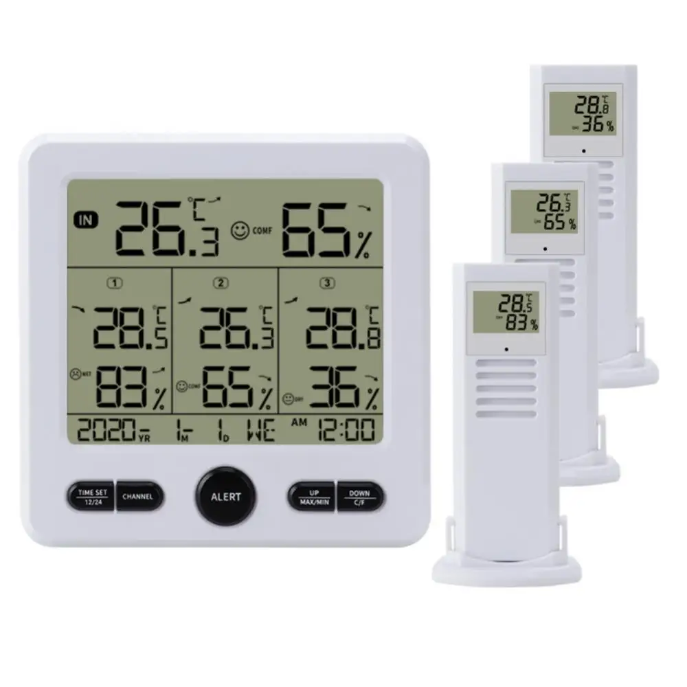 Higrômetro de Temperatura Digital Multifuncional, Transmissor Sem Fio, Estação Meteorológica, Previsão Indoor e Outdoor, Para TS-6210