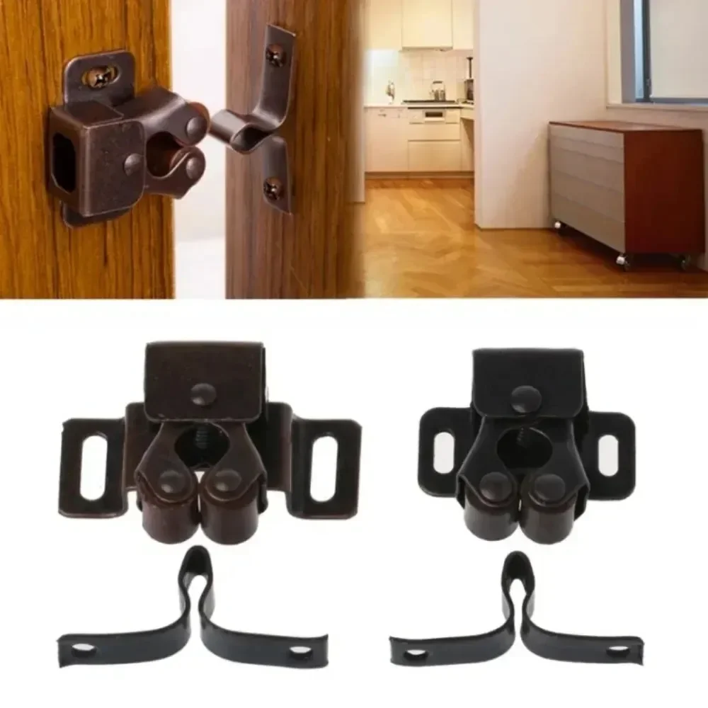 Double Roller Catches Cupboard Cabinet Door Latch Wardrobe Clip with Screws Twin Striker Furniture Hardware Door Soft Closer