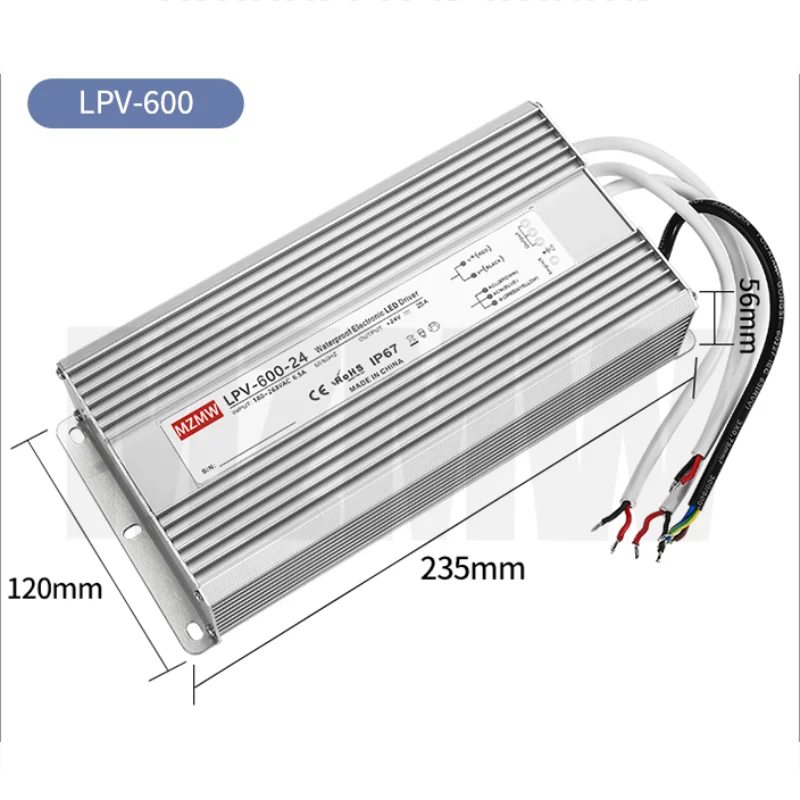 Waterproof Switching Power Supply 400W 500W 600W AC-DC 12V 24V 36V 48V IP67 Constant voltage Driver Lighting Transformer SMPS