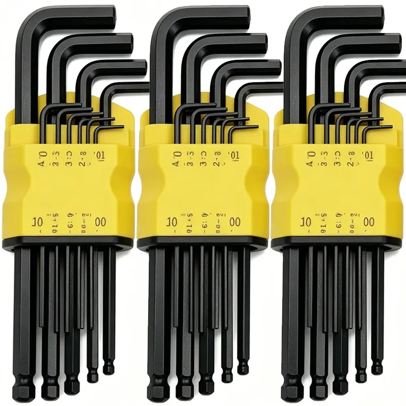 

1.5/2/2.5/3/4/5/6/8/10mm Metric Ball End Hex Key Wrench Set L-Shape Long Arm Wrenches Hexagon Screwdriver Spanner with Holder