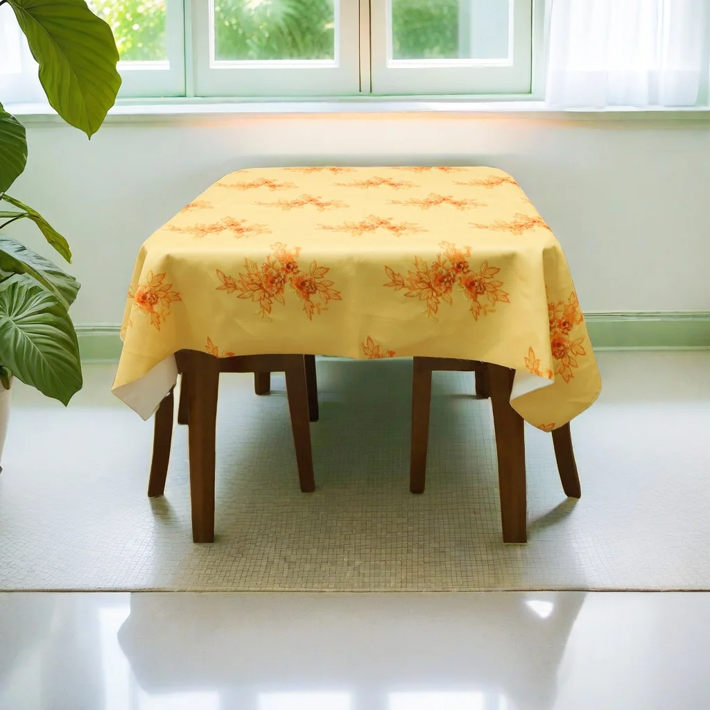 

Gold Floral Print Waterproof Oil-proof Tablecloth Flag Strip Table Dining Coffee Living Room Restaurant