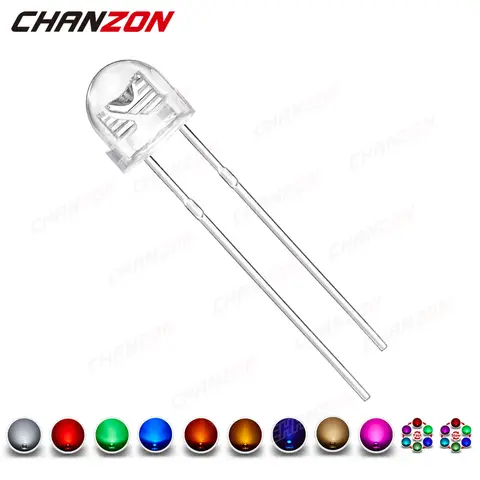 100szt 5mm LED Diode Straw Hat Warm White Red Green Blue UV Yellow Orange Pink RGB Fast Slow Blinking Flash Emitting Light Bulb