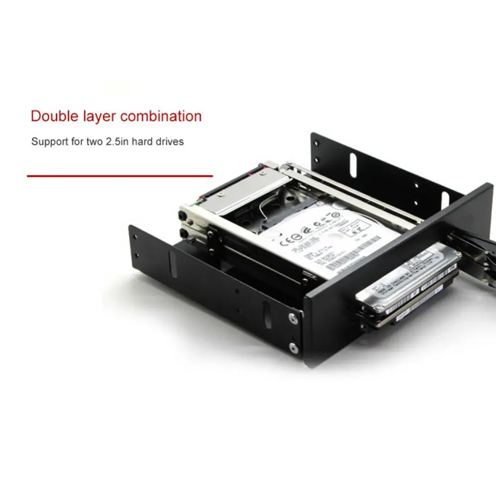 2.5in Hard Drive Enclosure Mobile SSD Internal Dual Bay 2.5inch SATA HDD Tray Rack
