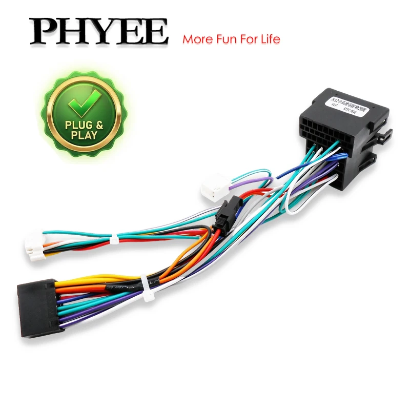 PHYEE ISO Wiring Harness VW Golf MK4 Jetta Polo 6Q/9N Passat, Seat Leon, Skoda Octavia, 16-Pin Android Radio Adapter Cable