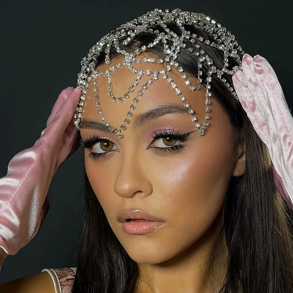 بوهو كريستال رئيس سلسلة رائعة الزفاف الجبين مجوهرات الزفاف الشعر سلسلة حك اكسسوارات للنساء هدايا 2025 #3