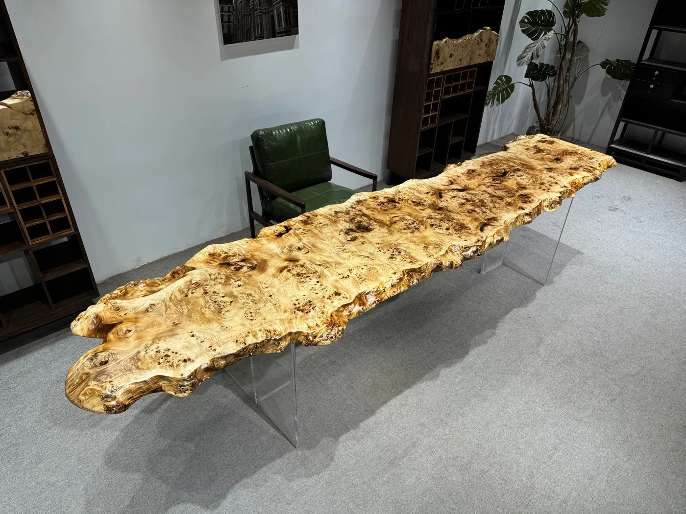 Luxury Solid Wood Table Top or Wall Art Panel European Poplar Burl Wood Slab with Natural Live Edge