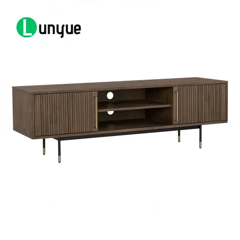 Modern Mid Century Solid Wood TV Cabinet with Open Storage Rack for 60-64 Inch Television Living Room Furniture Durable