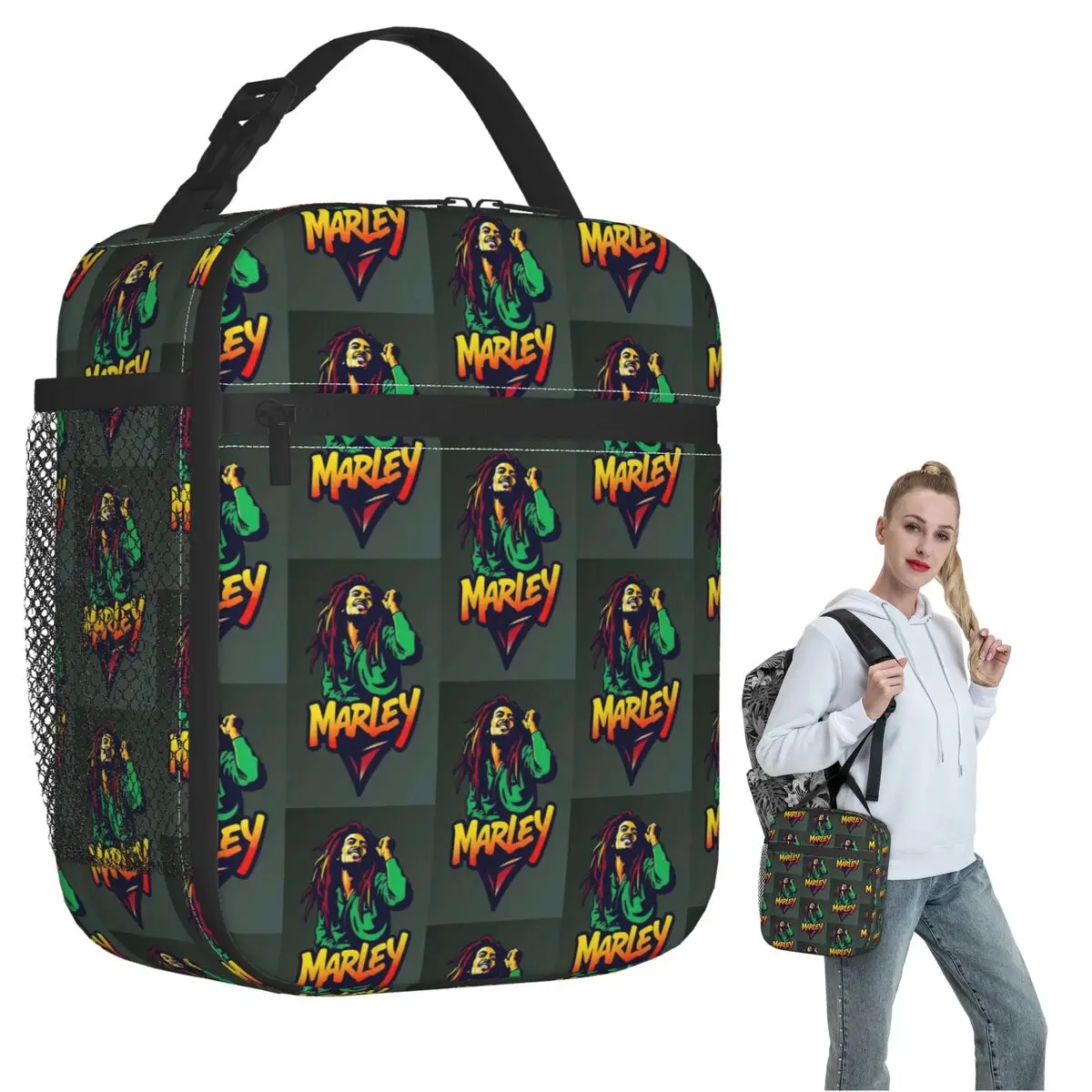 

Изолированная сумка для обеда Bob Marley Reggae для женщин и детей, герметичные коробки для еды, термосумка для ланча