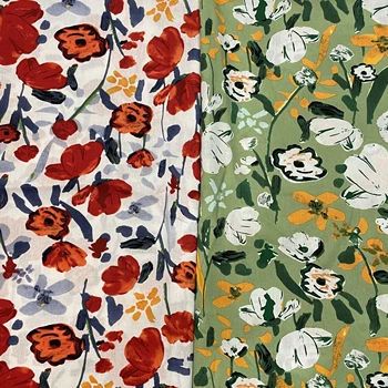 Pastoral Plants Flowers And 100% Cotton Poplin Digital Printed Fabric Used For Sewing Cloth Dresses Skirts Children Designer