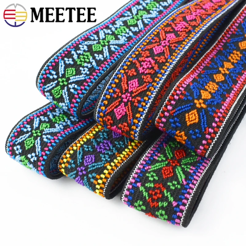 

5/10Meters Meetee 25mm Elastic Bands Polyester Jacquard Stretch Rubber Band Clothes Belt Elastics Ribbon Sewing Accessories