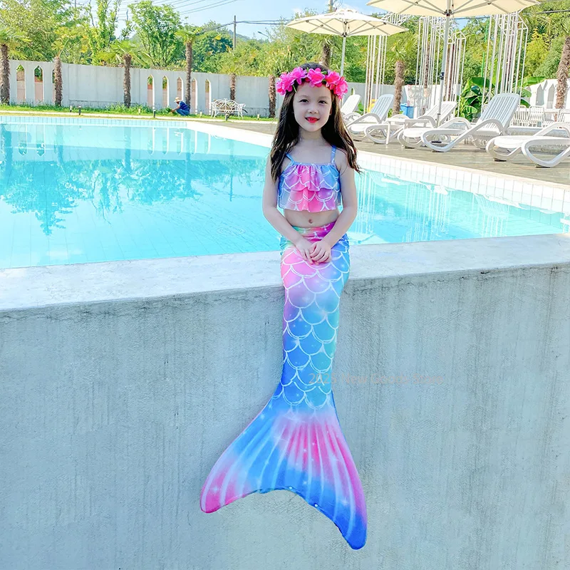 

Girls Mermaid Tails Swimming Dresses Halloween Cosplay Costume Beach Clothes Child Mermaid Swimsuit Kids Swimmable Costume Fin