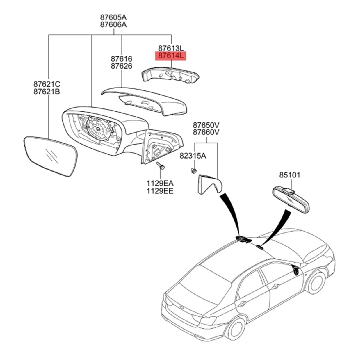 Left Side Mirror Turn Signal Light 87614-A7000 for Kia Forte Cerato K3 2012-2018 Car Rearview Mirror Indicator Lamp