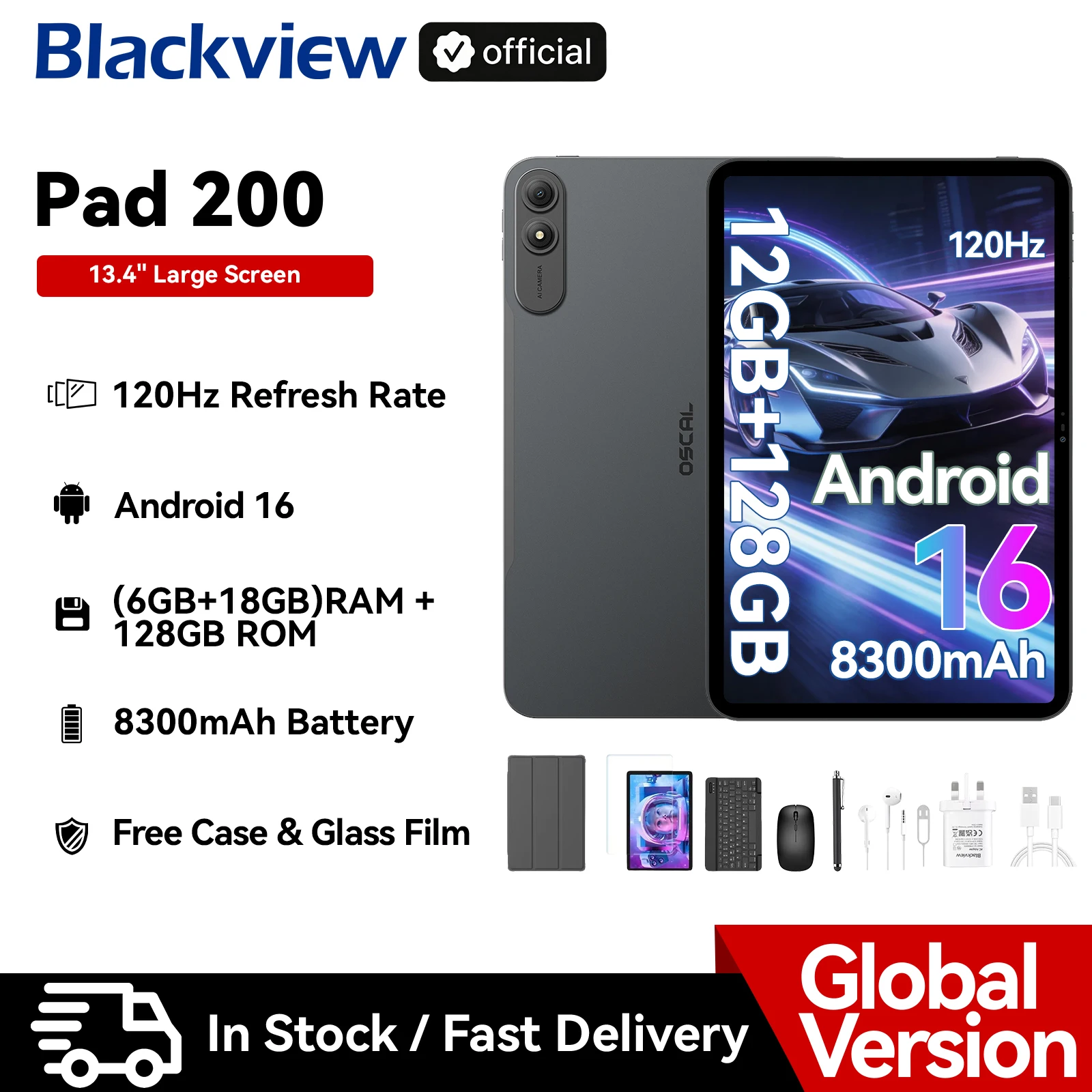 Blackview Oscal Pad 200 13.4 120Hz Tablet 6GB 256GB 4G LTE