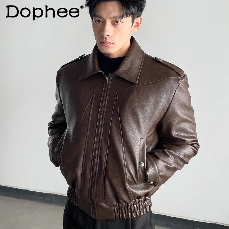 

Men's Jacket Parkas Men's 2025 Winter New Parkas Comfort Retro Stylish Faux Leather Jackets Male Handsome Faux Leather Coats