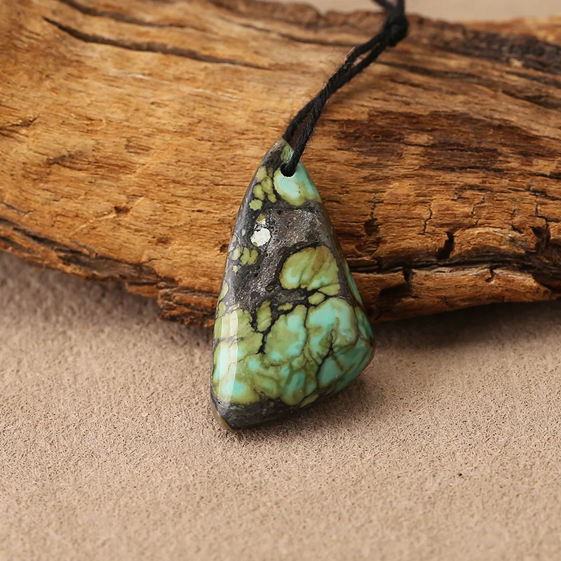 B&F Natural Turquoise Triangle Pendant Beads, Handmade Natural stones beads 26*17*9mm