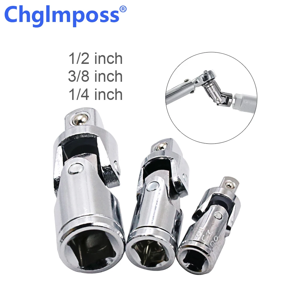 

1/2 3/8 1/4 Wrench Sleeve 360 Degree Adjustable Socket Wrench Joint Swivel Knuckle Joint Air Impact Wobble Socket Adapter