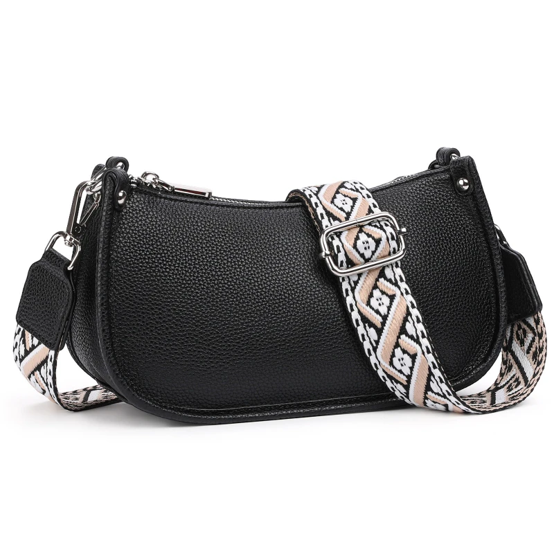 

2025 New Ladies Crossbody Bags Wide Strap Small Phone Shoulder Bags Original Brand Female Crescent Messenger Bag Purses