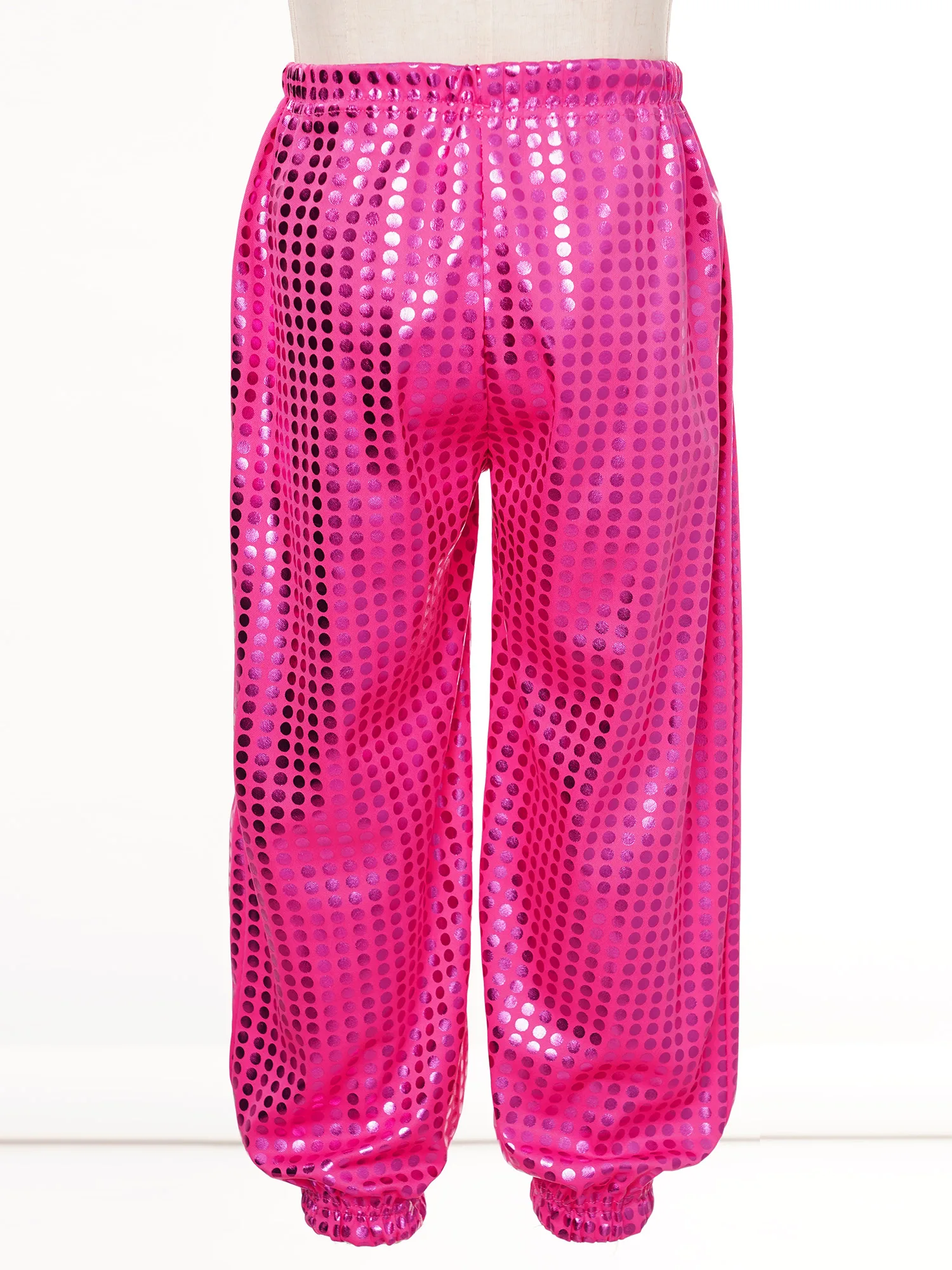 Kids Boys Girls Hip-hop Jazz Street Dance Stage Performance Costume Shiny Dots Sequin Pants Trousers Party School Show Dancewear