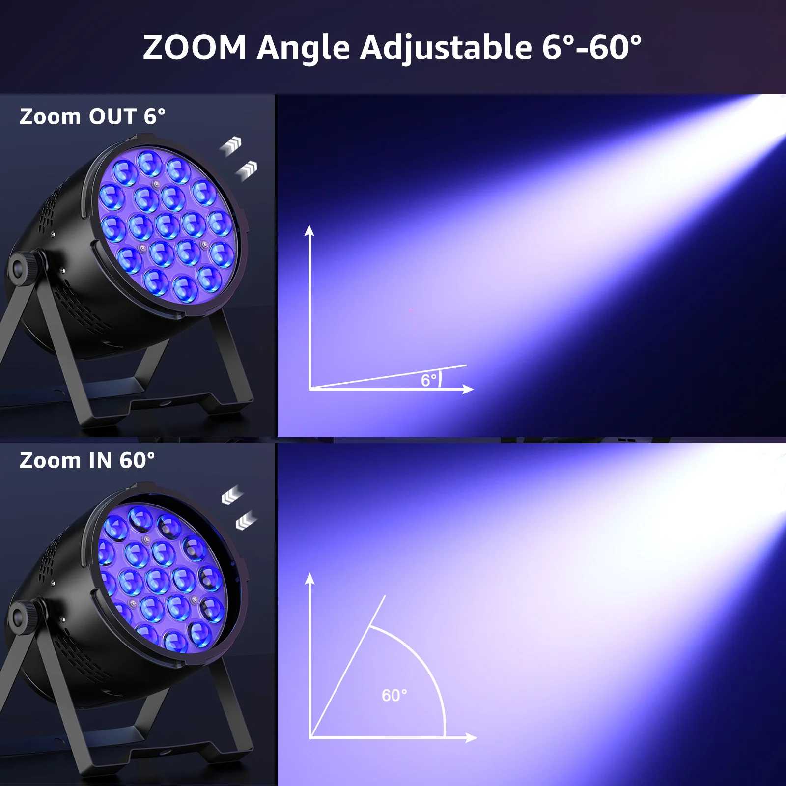 U'King-luz Par LED de 19x15W, foco RGBW 6 en 1 con Zoom DMX512, para DJ, fiestas, discotecas, clubs nocturnos, iluminación de escenario