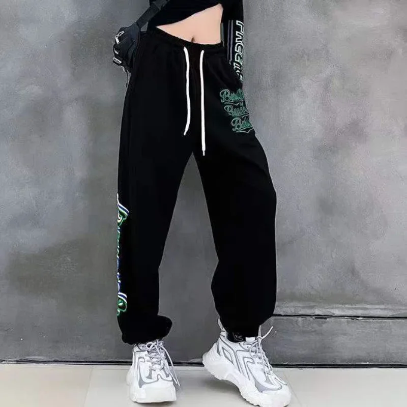 

Trousers for Woman Sports Black Joggers Elastic Waist Drawstring Clothing Women's Pants Sweatpants Fitness Jogging Harem Slacks