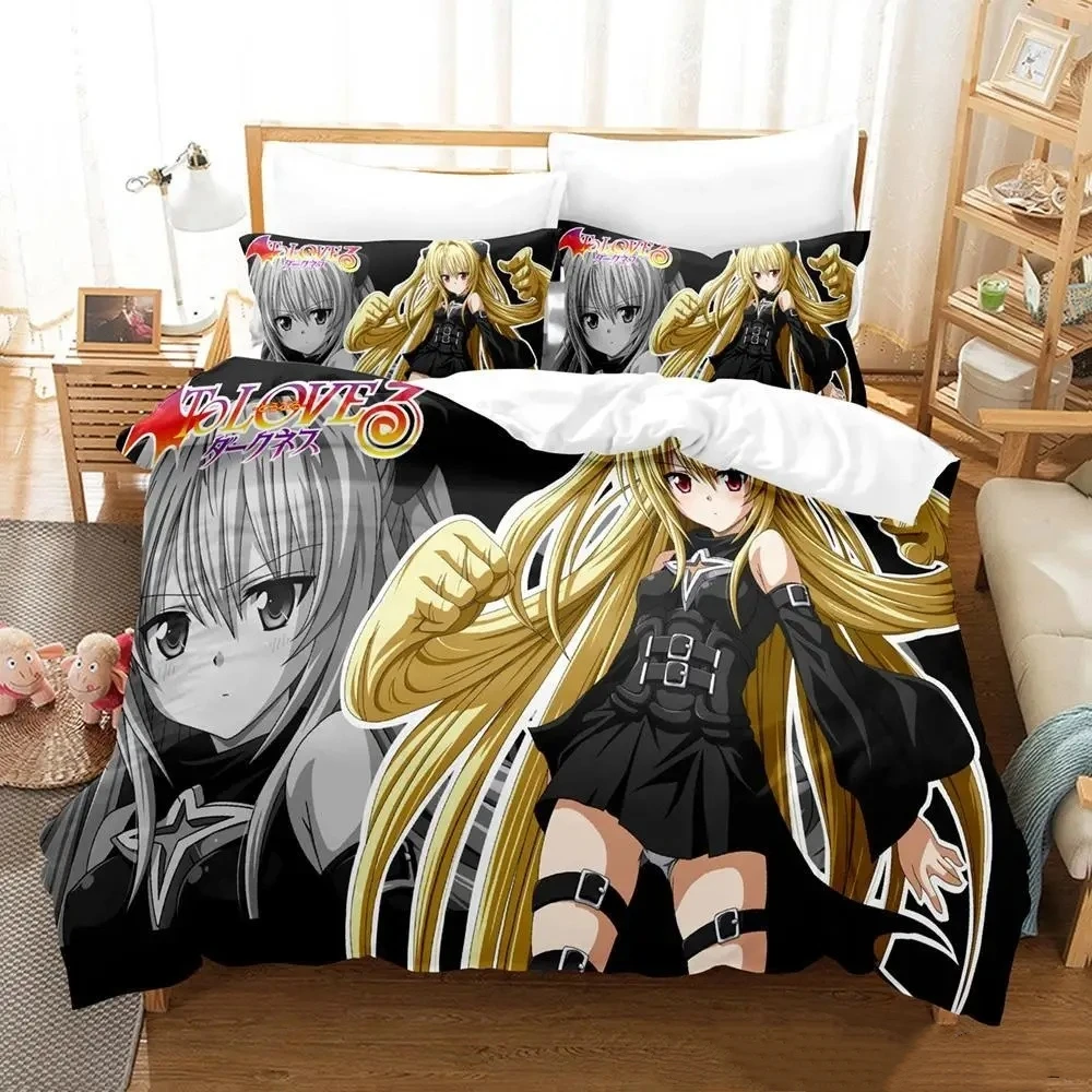 2023 To Love Ru Bedding Set Cartoon Anime three-piece set Adult Kid Bedroom Duvetcover Sets 3D Kawaii Girls roupa de cama