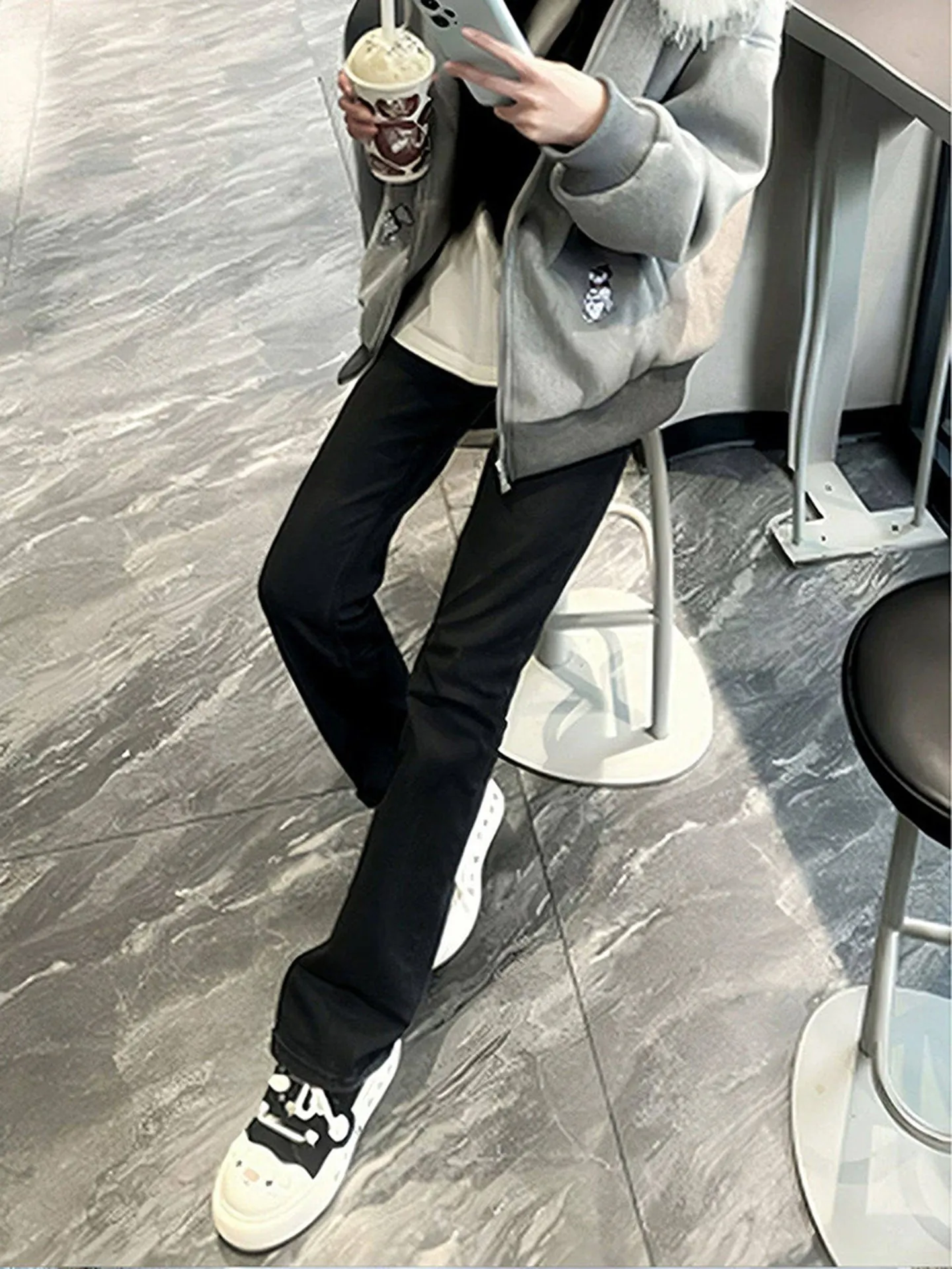 

Мужские зимние джинсы American High Street Vibe с флисовой подкладкой, зауженные, прямого кроя, с низкой талией, молодежные, модные