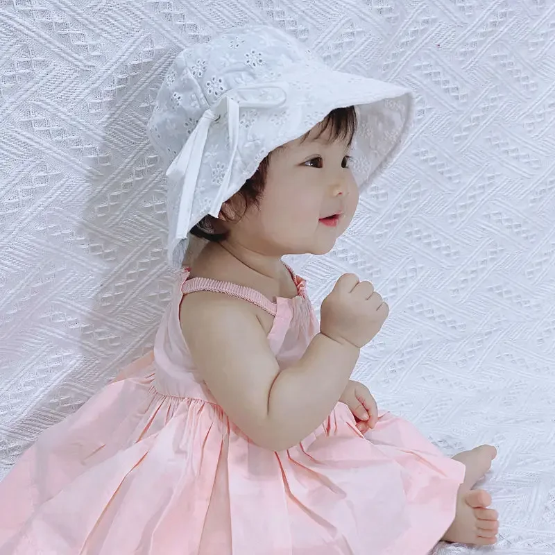 New Summer Panama Baby Sun Hat Outdoor Baby Girls Hat Lace Bowknot Cotton Baby Hat Kids Sun Caps Toddler Sunscreen Cap