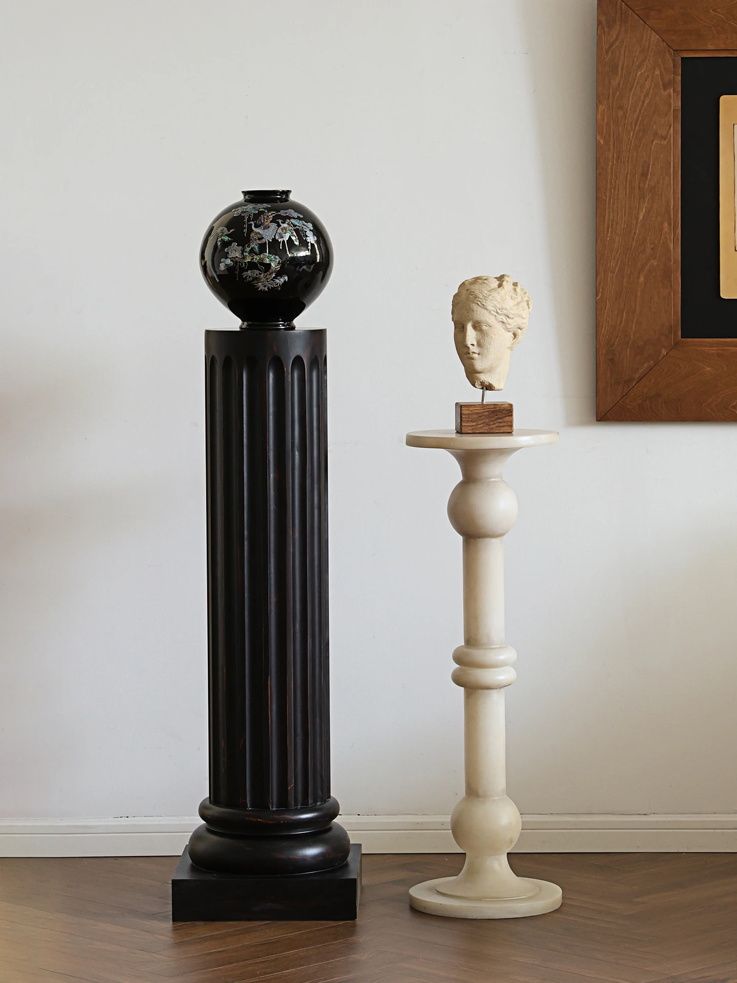 

Style Floor Standing Decoration Base Living Room Entrance Decorative Column Resin Handmade French Theme Home Ornament