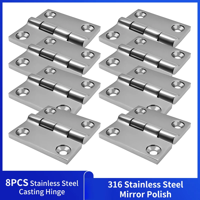 

8 Pcs 316 Stainless Steel Hinge Marine Boat Square Deck Cast Door Hinge Polished Hardware