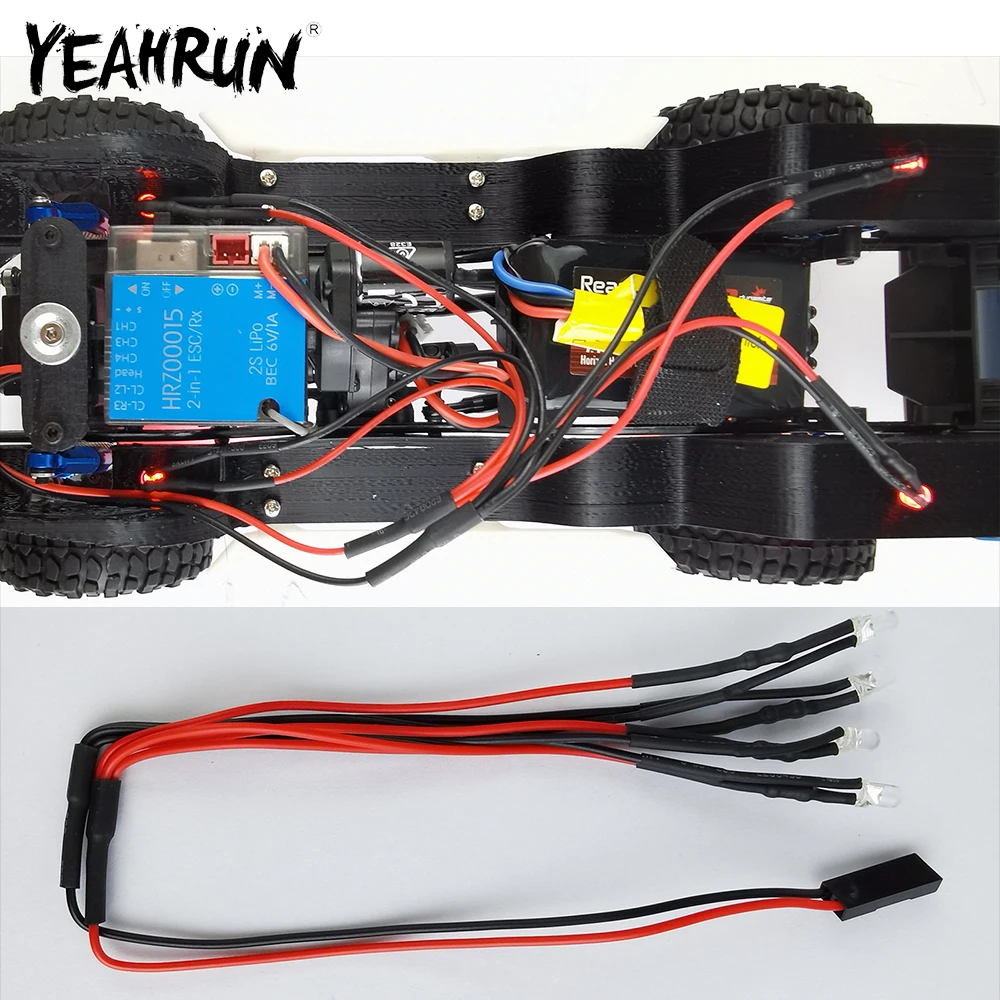 

YEAHRUN Red Chassis LED Light for Axial SCX24 AXI00005 Gladiator 1/24 RC Crawler Car Truck Accessories Parts